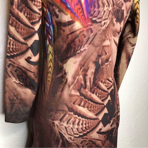 Adolfo Dominguez brown graphic print asymmetrical zip knit dress size Small - Picture 9 of 15